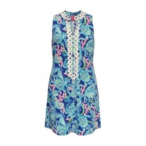 Lilly Pulitzer Jane Shift Dress 0 Corsica Blue Turtle Villa Preppy Coastal